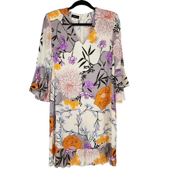 Les Copains Women's Multicolor Floral 3/4 Flutter Sleeve Dress Size 40/Small - Picture 1 of 6